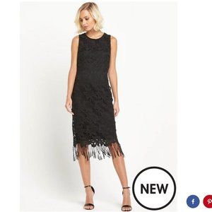 Miss Selfridge Black Fringe Sheath Dress